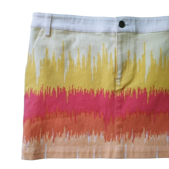Tibi Colorful Beige Denim  Jean Mini Skirt Ombre, 8 - Picture 2 of 8